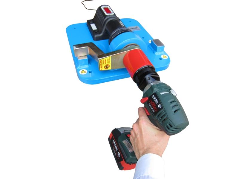 Torque Check Fixture in use with a Christie BC-RAD 20X battery operated torque tool.